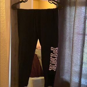 Black vs pink cropped leggings